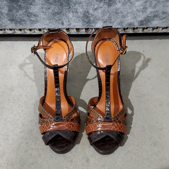 Nine West Shoes - Brown Croc Embossed Strappy Heels